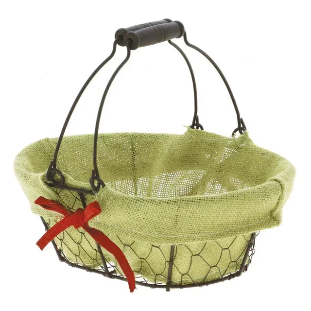 Panier de Rangement Ovale en Métal et Tissu Marron 28 x 20 cm