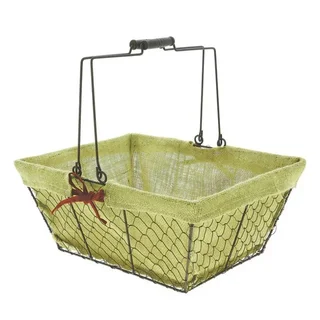 Cestino Portaoggetti Rettangolare Metallo e Tessuto Marrone 380 x 280 mm