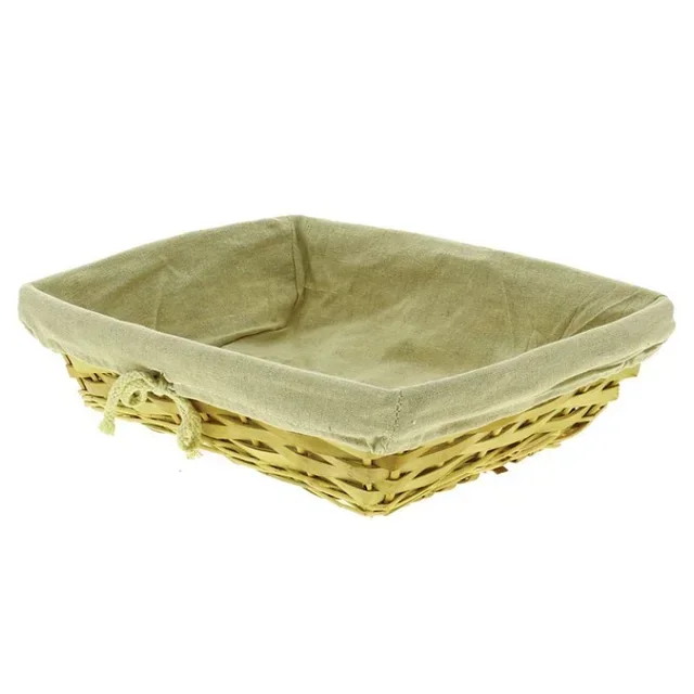 Cestino Rettangolare in Vimini e Legno con Rivestimento in Juta 38 x 29 cm