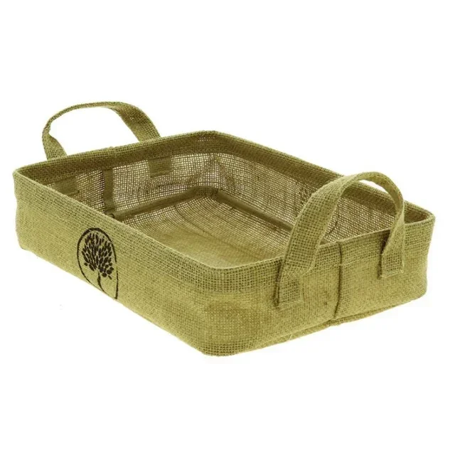 Cesta de Almacenamiento Rectangular de Yute Natural - 28 x 20 cm