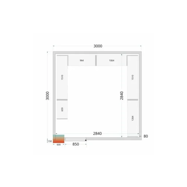 Painel Isotérmico Câmara Fria 3000×3000×2200 mm