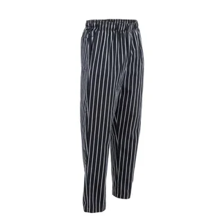 Pantalon Chef Unisexe Coupe Baggy Rayures Noir Blanc - Taille S