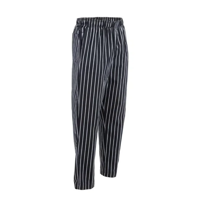 Pantalon Chef Unisexe Coupe Baggy Rayures Noir Blanc - Taille S