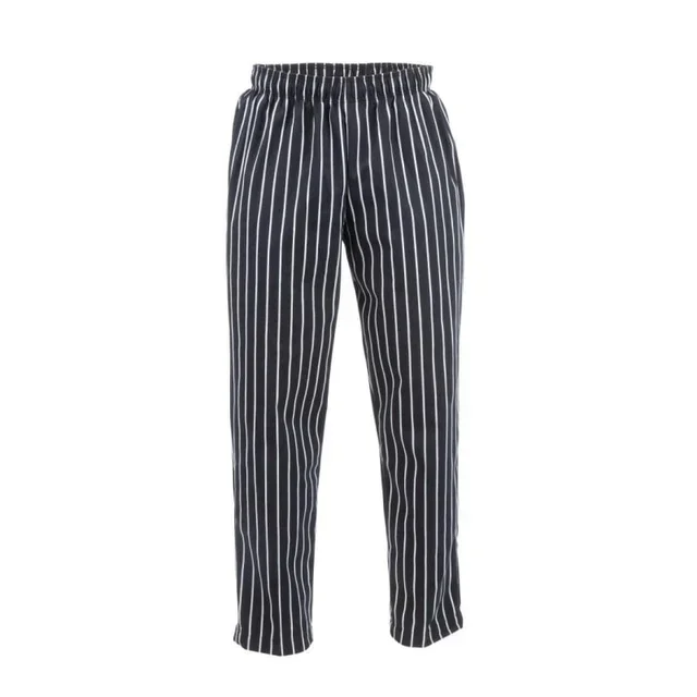 Baggy Striped Black White Unisex Kitchen Pants - Size S