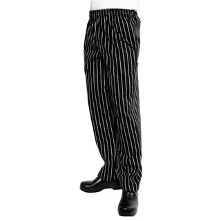 Pantalon Chef Unisexe Coupe Baggy Rayures Noir Blanc - Taille S