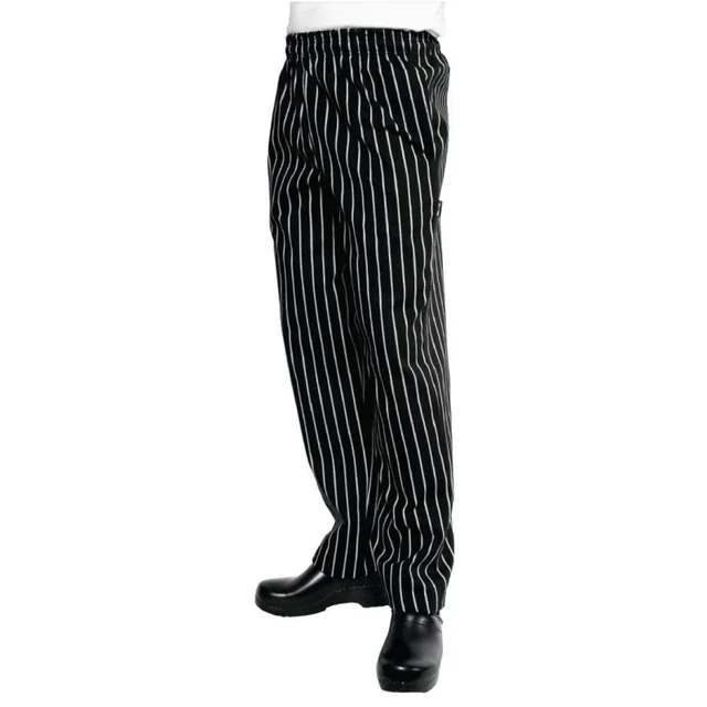 Baggy Striped Black White Unisex Kitchen Pants - Size S