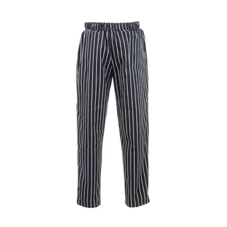 Pantalon Chef Unisexe Coupe Baggy Rayures Noir Blanc - Taille S