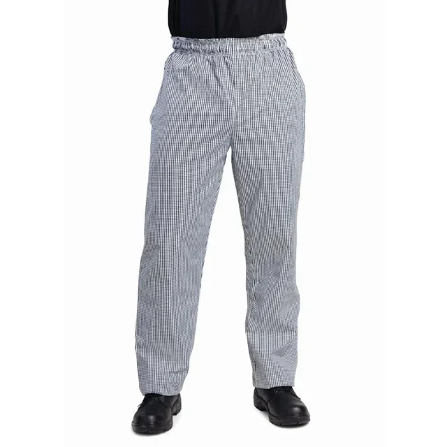 Unisex Vegas Chef Pants with Small Black and White Check Pattern - Size S