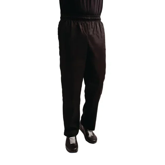 Unisex Chef Pants Easyfit Black Teflon Stain-Resistant - Size XL