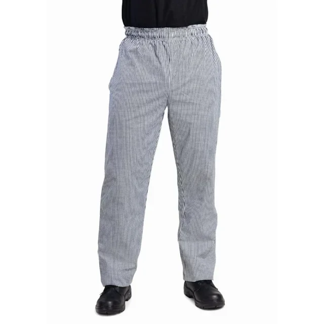 Chef Trousers Unisex Vegas Gingham Check Black and White Size L