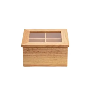 Caja de Té Compacta de Madera de Hevea