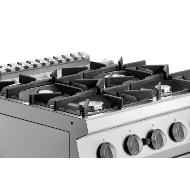 Gasherd Serie 700 - 4 Gasbrenner mit GN2/1 Profi-Backofen