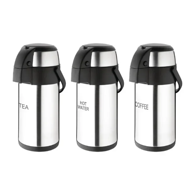 Stainless Steel Insulated Beverage Dispenser with Pump - 3 Liter Capacity