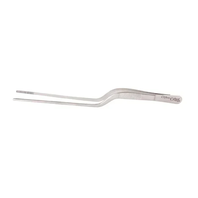 Stainless Steel Serving Tongs 200 mm - Curved Tips for Sushi