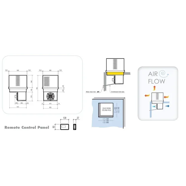 Unidad de Techo Refrigerada para Cámara Frigorífica - Capacidad 8,2 a 14,1 m³