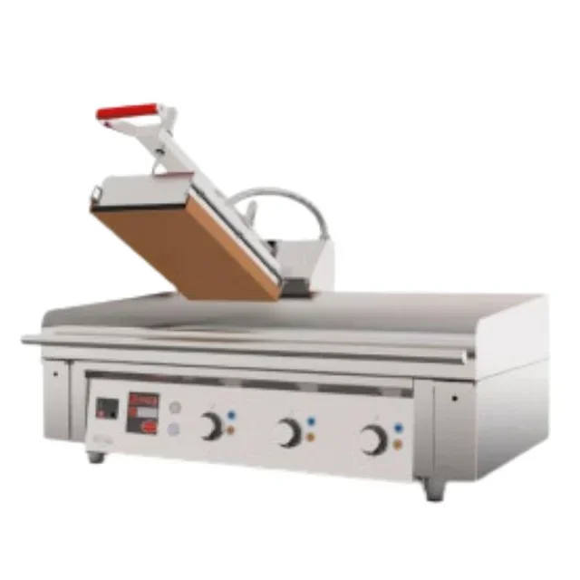 Chrome Electric Cooking Plate 900x500 mm with Professional Press - 16 kW