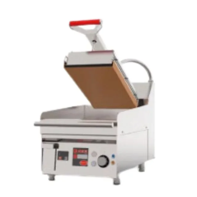 Chrome Electric Griddle with Integrated Press