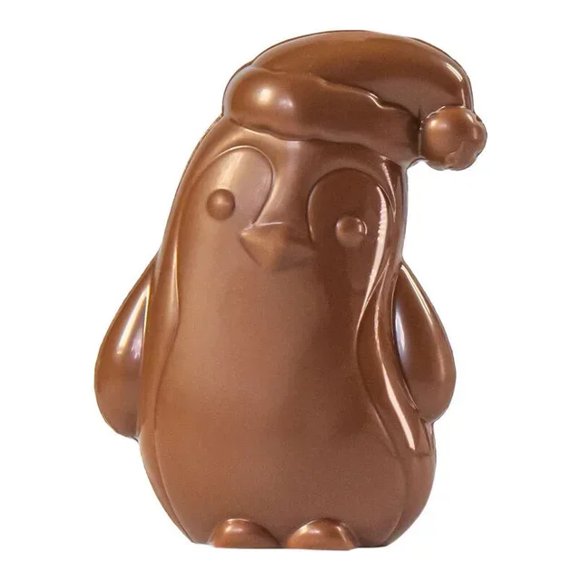 Molde Tablete Chocolate Pinguins com Gorros - 4 Cavidades