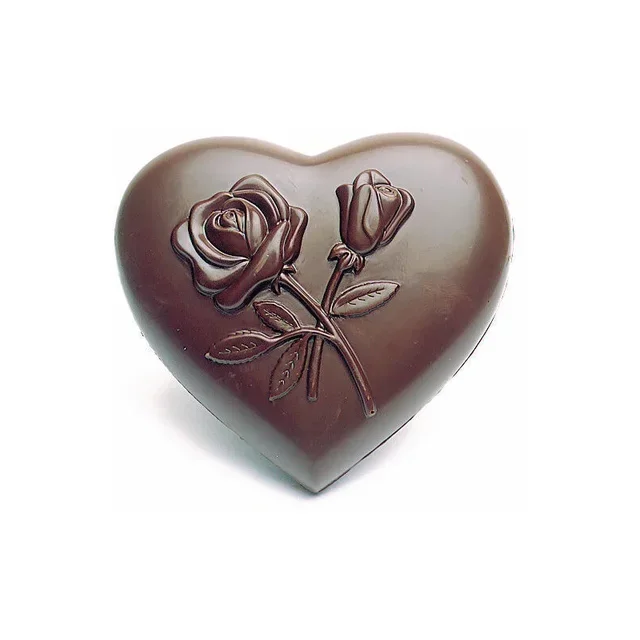 Forma de Chocolate Coração Decorada com Flores – 4 Impressões
