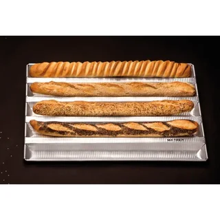 Aluminium Waffel-Backblech für 5 Baguettes - Länge 600 mm