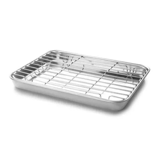 Cooking Plate with Rack 215x150 mm - Rectangular Baking Dish for Oven