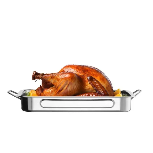 Placa de Cozinha em Aço Inoxidável Retangular 43x31x6 cm - Resistente ao Forno