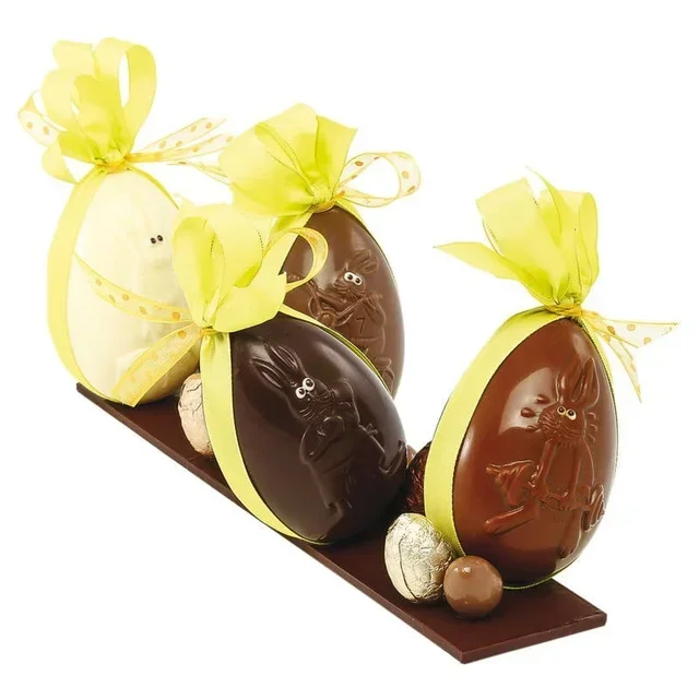 Placa de Moldura Chocolate Coelho Meia Concha - 6 Cavidades Decorativas