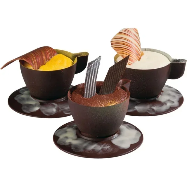 Prato de Café Espresso Chocolate 7 Chávenas sem Pires