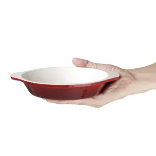 Round Ceramic Oven Dish Red 400ml