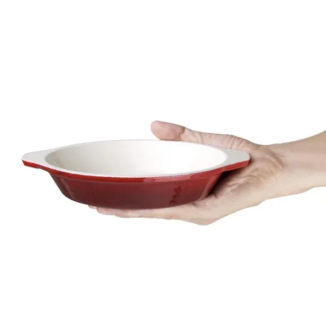 Round Ceramic Oven Dish Red 400ml