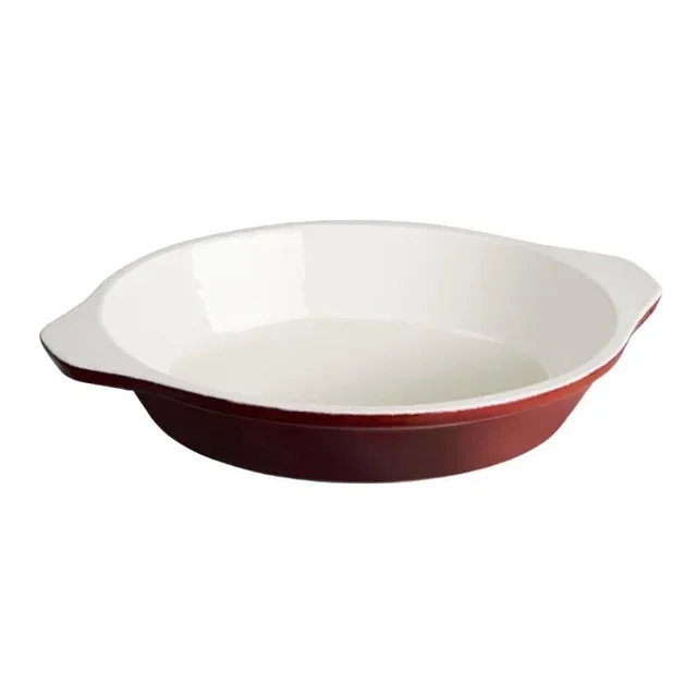 Round Ceramic Oven Dish Red 400ml