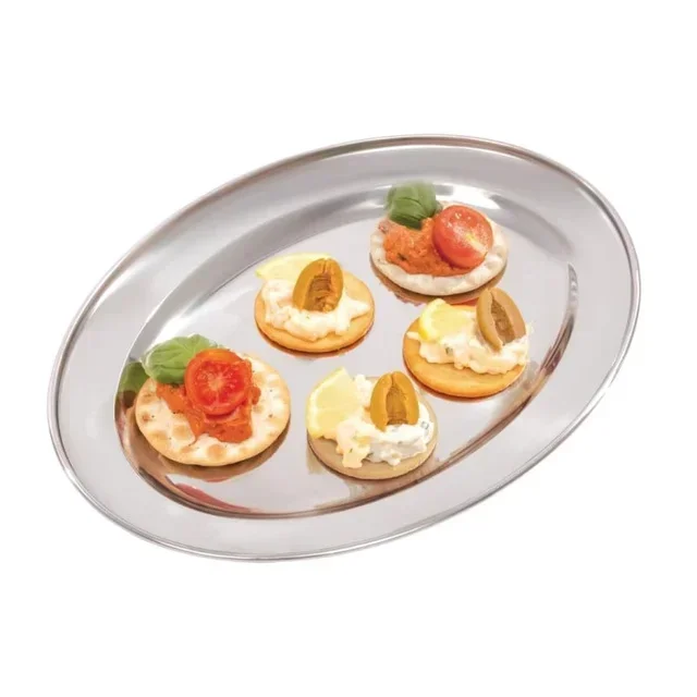 Plat à Servir Ovale en Acier Inoxydable - 30 cm