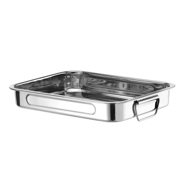 Stainless Steel Cooking Plate Rectangular - 31 x 24 x 5 cm