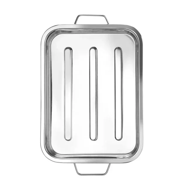 Stainless Steel Cooking Plate Rectangular - 31 x 24 x 5 cm