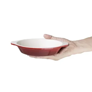 Oval Red Gratin Dish 650ml - Oven Resistant Ceramic