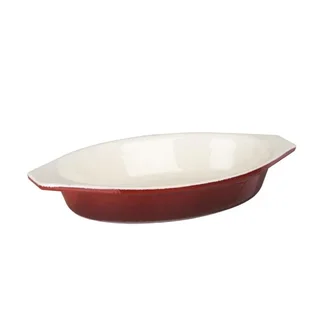 Oval Red Gratin Dish 650ml - Oven Resistant Ceramic
