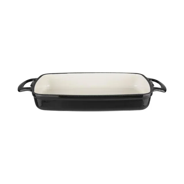 Rectangular Cast Iron Enamel Baking Dish - 1.8 L - Matte Black Finish