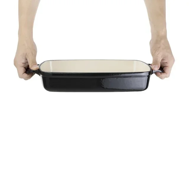 Rectangular Cast Iron Oven Dish 2.8 L - Matte Black Finish