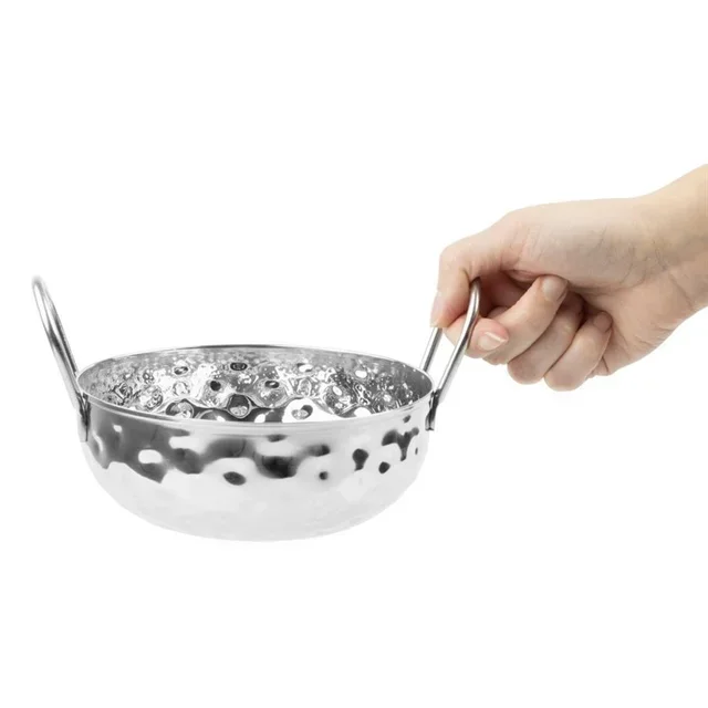 Plato de Presentación Kadai Martillado Acero Inoxidable Ø 15 cm para Mesa