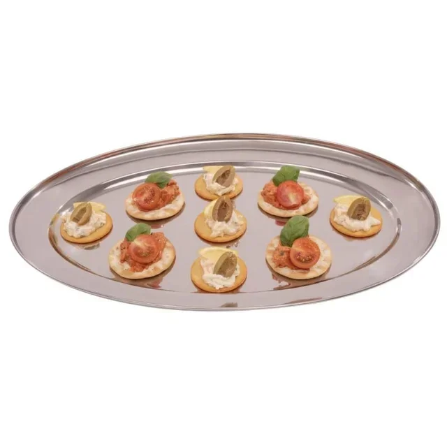 Plat de Présentation Ovale en Acier Inoxydable 45 cm