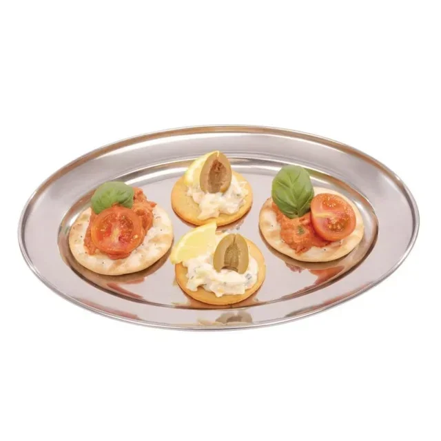 Oval Stainless Steel Serving Platter 25 cm