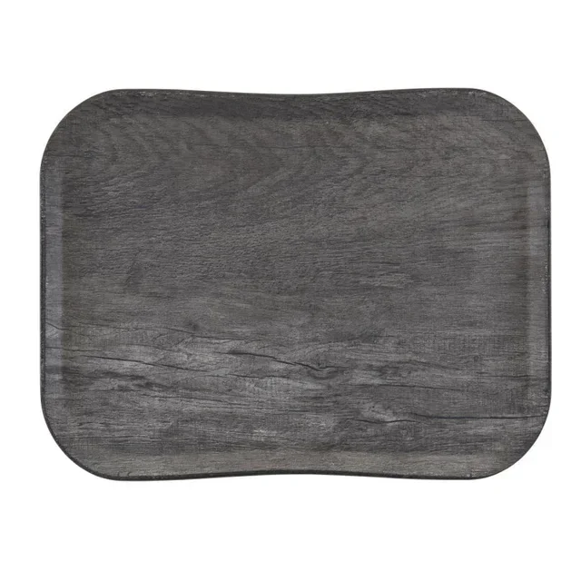Plateau Century en Polyester Effet Bois Chêne Gris - 360 x 460 mm