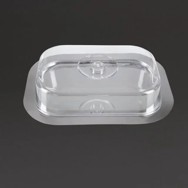 Bandeja Rectangular de Acero Inoxidable con Tapa Transparente