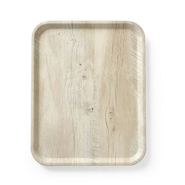Melamine Serving Tray Wood Effect Natural - 43 x 33 cm