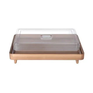Acacia Wood Display Tray Gastronorm 1/1 Format with Feet