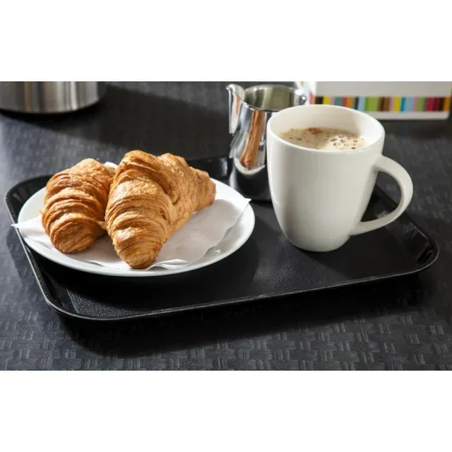 Non-Slip Rectangular Fiberglass Serving Tray Epictread Black 350 Mm