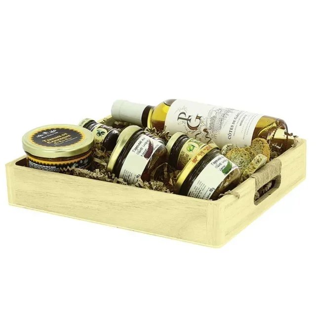 Plateau Rectangulaire Bois Motif Géométrique 280x250 mm