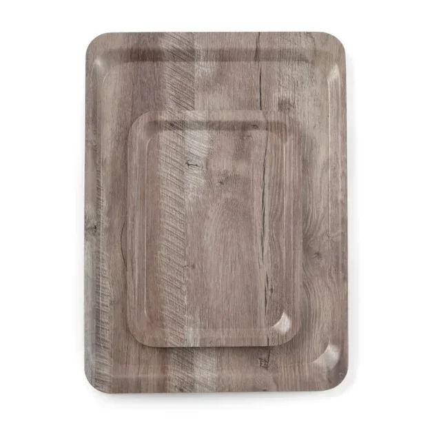 Dark Wood Effect Melamine Display Tray - 53 x 37 cm