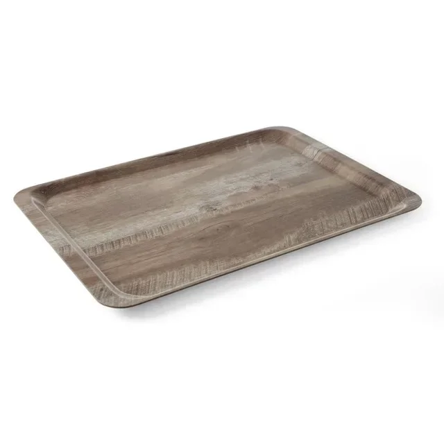 Dark Wood Effect Melamine Display Tray - 53 x 37 cm