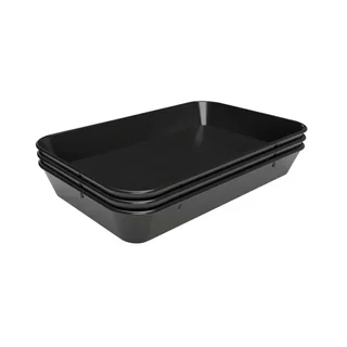 Schwarze Melamin-Tablett - 28 x 42 x 6 cm - 3er Pack